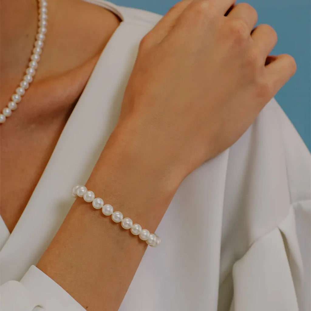 Bracciale Comete Gioielli Filo Perle Acquadolce Oro 18k BRQ 109 AM