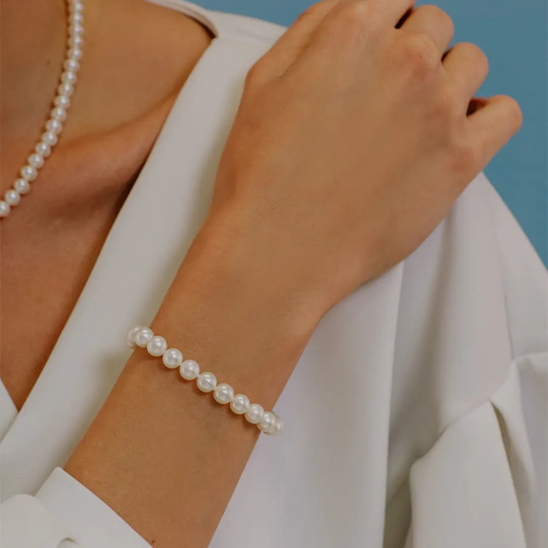 Bracciale Comete Gioielli Filo Perle Acquadolce Oro 18k BRQ 109 AM
