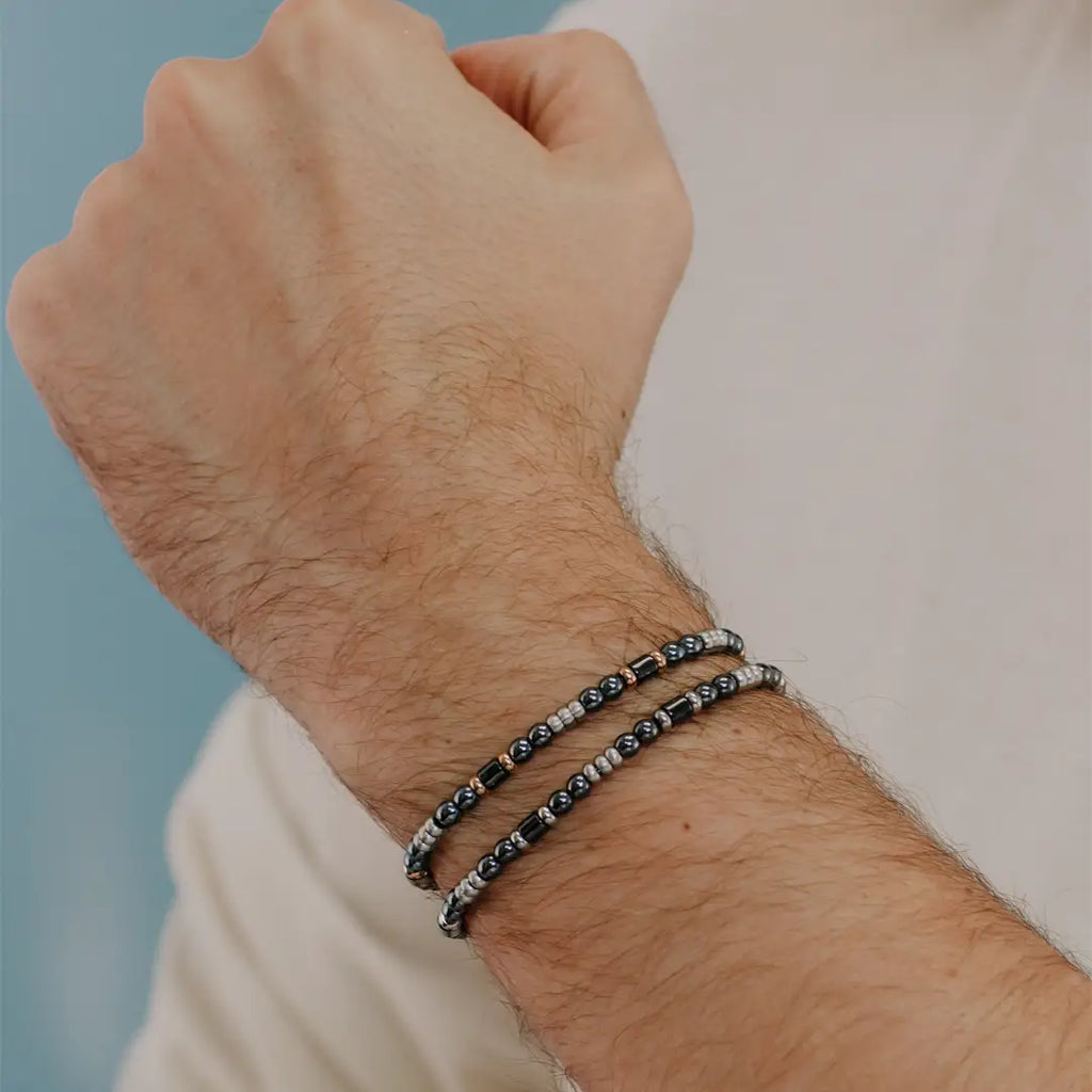 Bracciale Comete Gioielli Uomo District Acciaio PVD Rosé Ematite Nera UBR 926