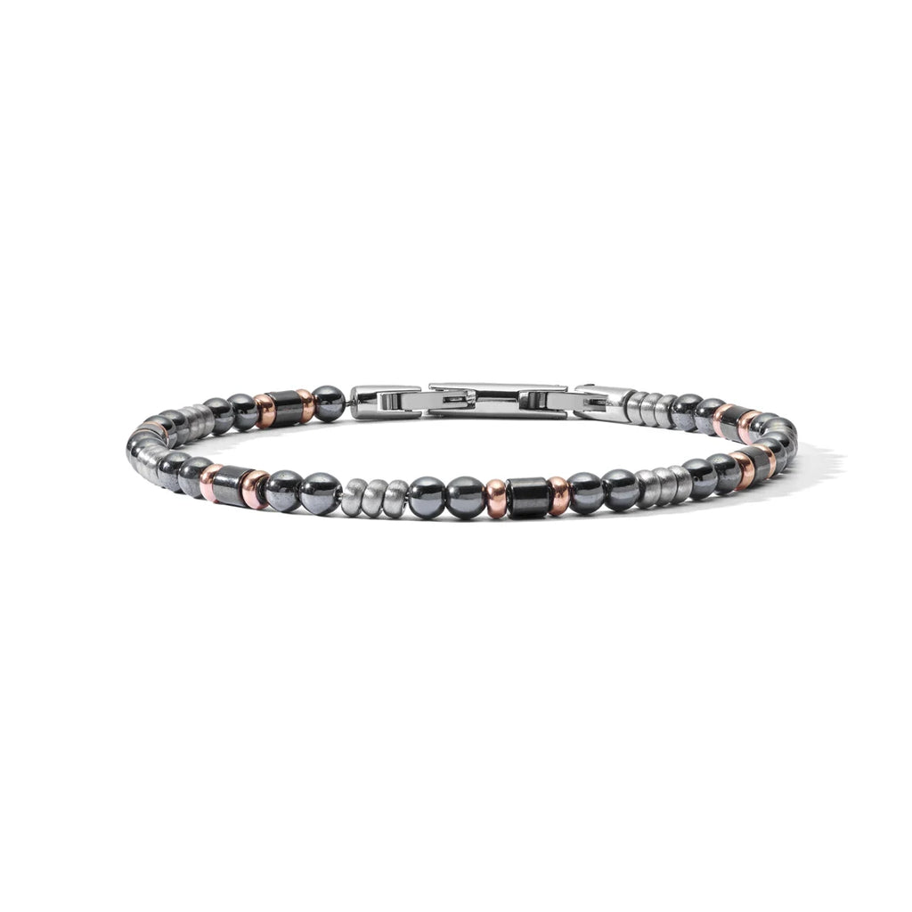 Bracciale Comete Gioielli Uomo District Acciaio PVD Rosé Ematite Nera UBR 926