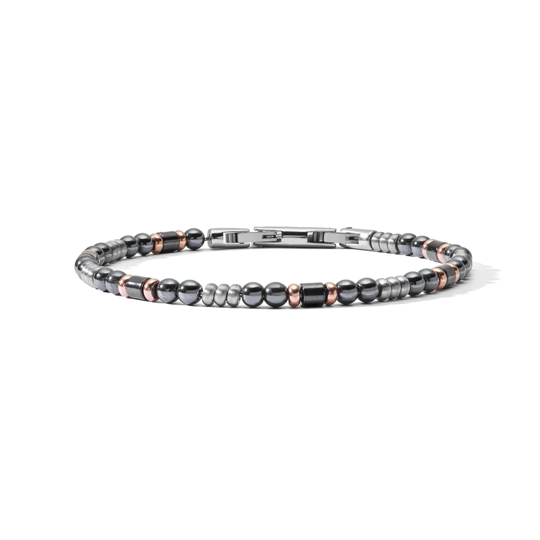 Bracciale Comete Gioielli Uomo District Acciaio PVD Rosé Ematite Nera UBR 926