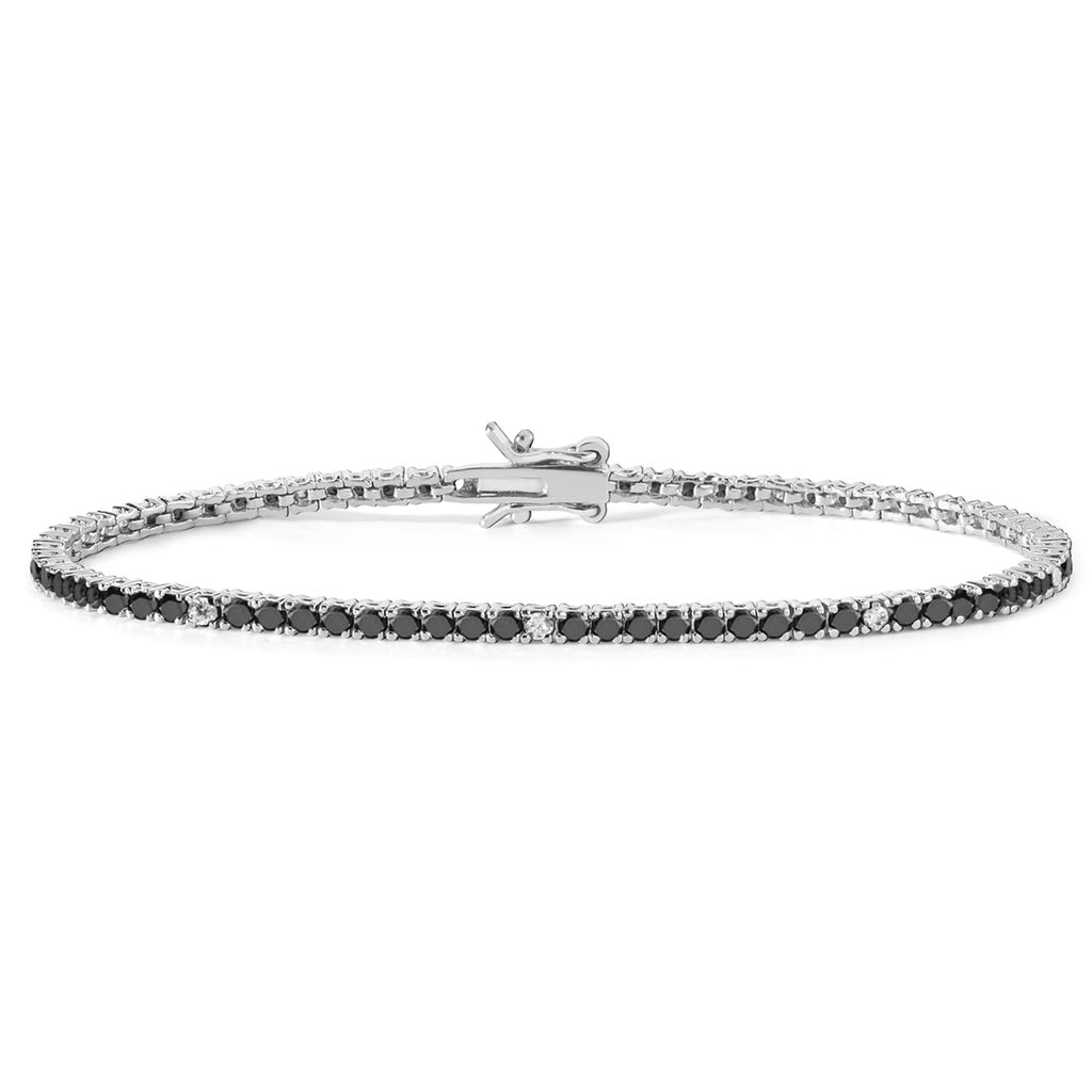 Bracciale Comete Tennis Argento Zirconi Neri e Bianchi BRA 176 M17
