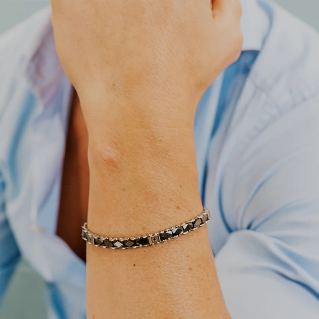 Bracciale Comete Uomo Acciaio Ceramica e Zirconi Neri UBR 1250