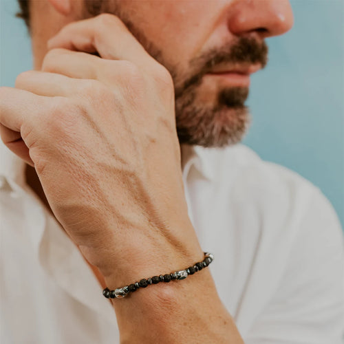Bracciale Comete Uomo Acciaio Pietra Lavica ed Ematite UBR 1206