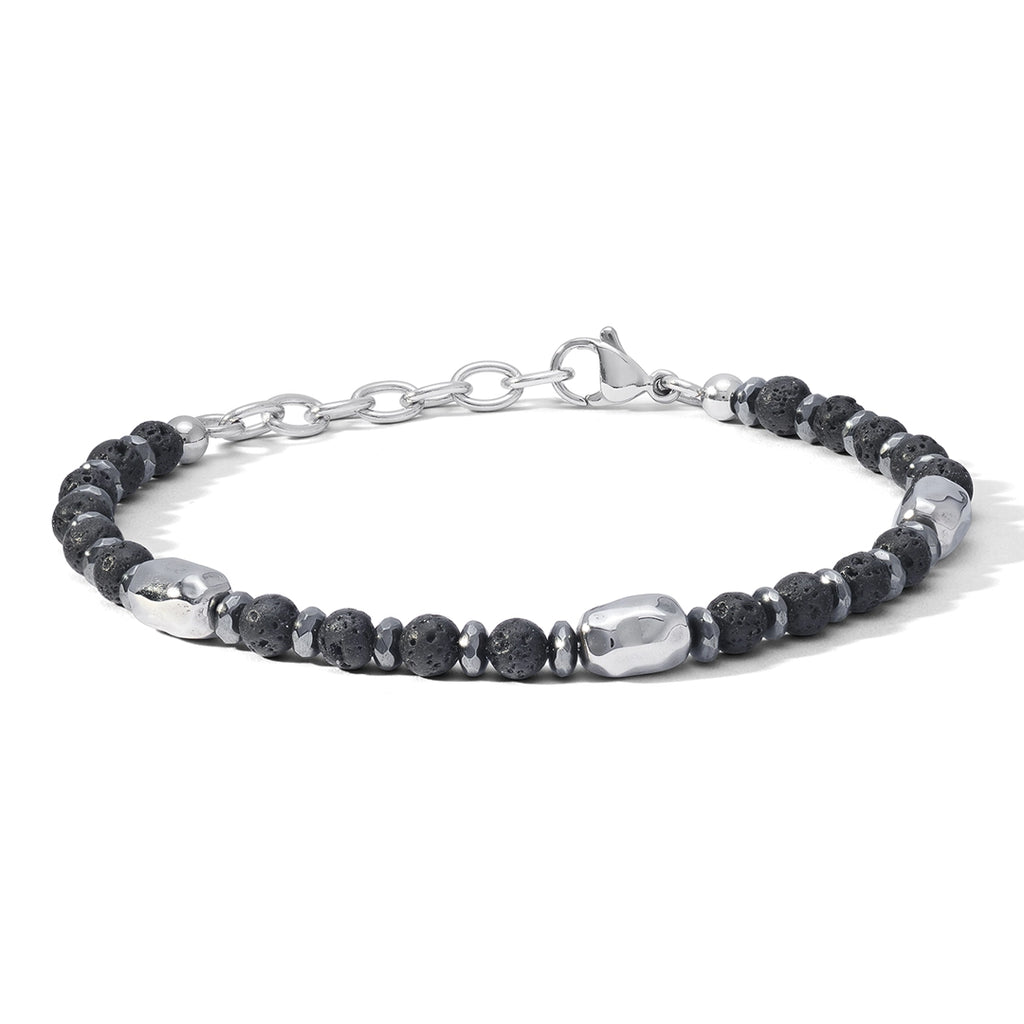 Bracciale Comete Uomo Acciaio Pietra Lavica ed Ematite UBR 1206
