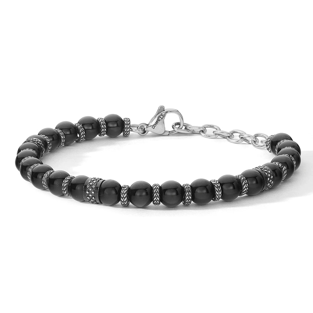 Bracciale Comete Uomo Acciaio PVD Gun Metal e Onice Nero UBR 1245