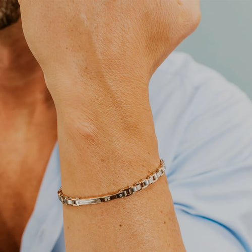 Bracciale Comete Uomo Acciaio Zirconi Bianchi e PVD Rosè UBR 1238
