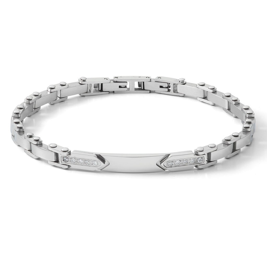 Bracciale Comete Uomo Suits Acciaio Zirconi Bianchi UBR 1062