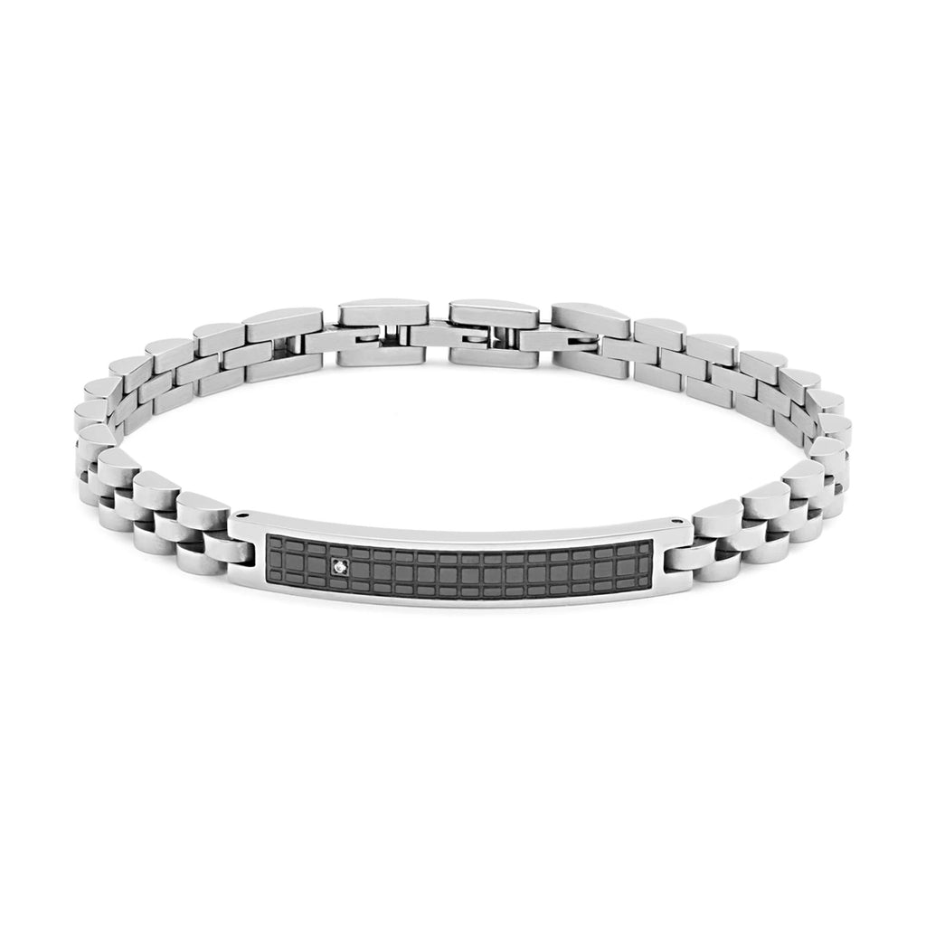Bracciale Comete Uomo Tyres Acciaio PVD Nero e Zircone Bianco UBR 981