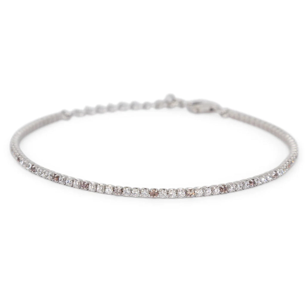 Bracciale Dilvdò Tennis 1.5mm Argento Bianco & Marrone