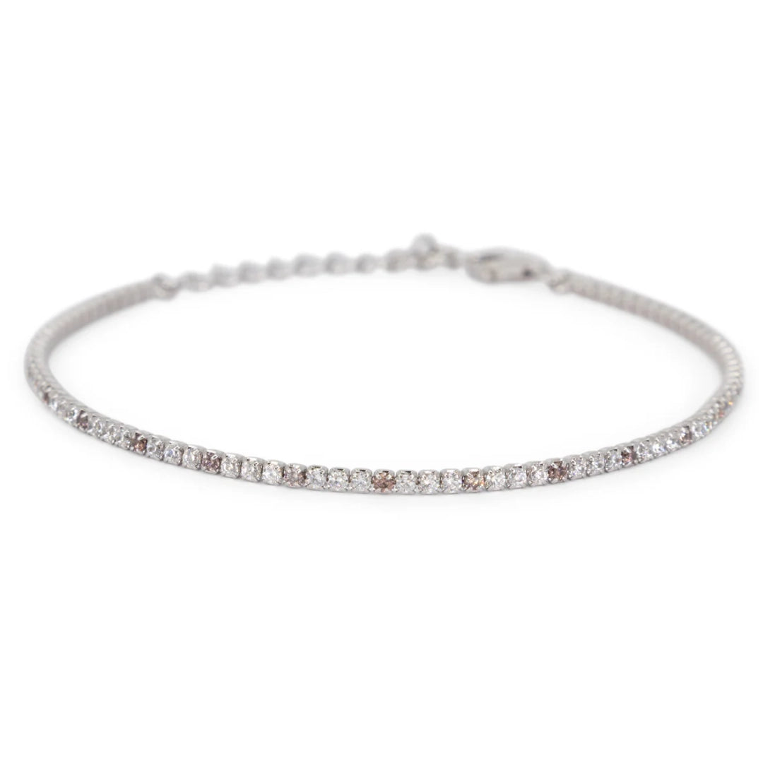 Bracciale Dilvdò Tennis 1.5mm Argento Bianco & Marrone