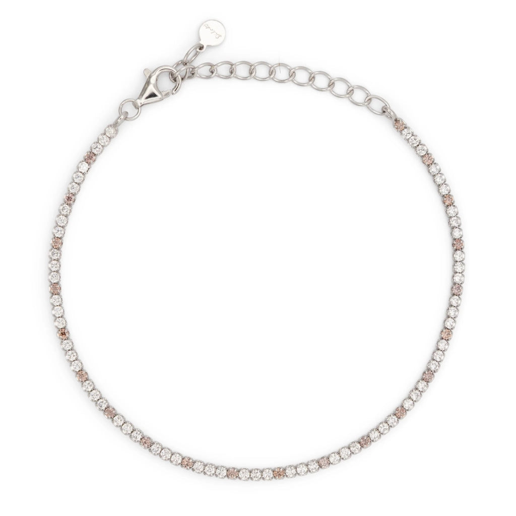 Bracciale Dilvdò Tennis 1.5mm Argento Bianco & Marrone