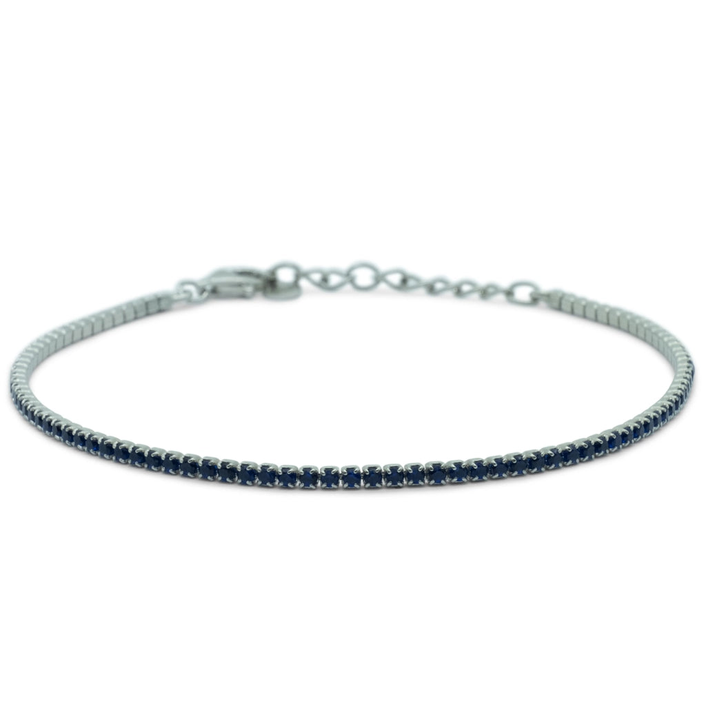 Bracciale Dilvdò Tennis 1.5mm Argento Zirconi Blu BRTCBBL
