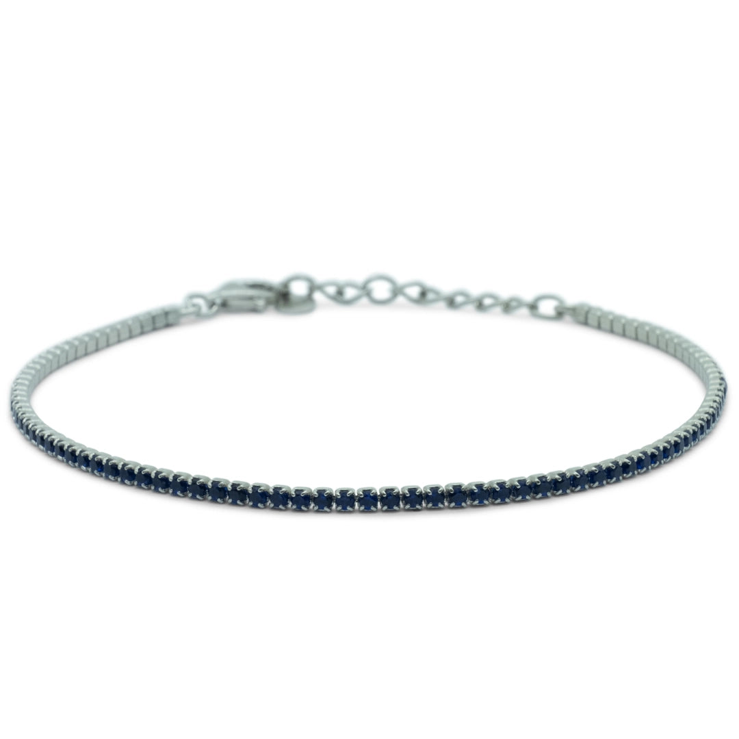 Bracciale Dilvdò Tennis 1.5mm Argento Zirconi Blu BRTCBBL