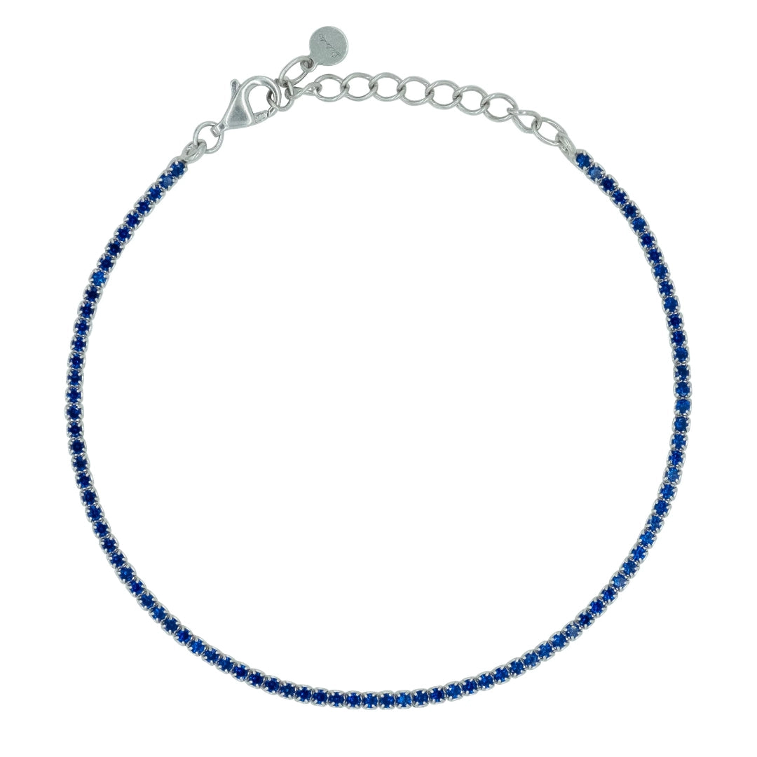 Bracciale Dilvdò Tennis 1.5mm Argento Zirconi Blu BRTCBBL