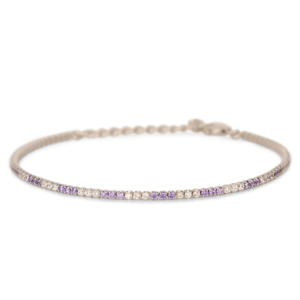 Bracciale Dilvdò Tennis 1.5mm Argento Zirconi Lavanda & Bianco