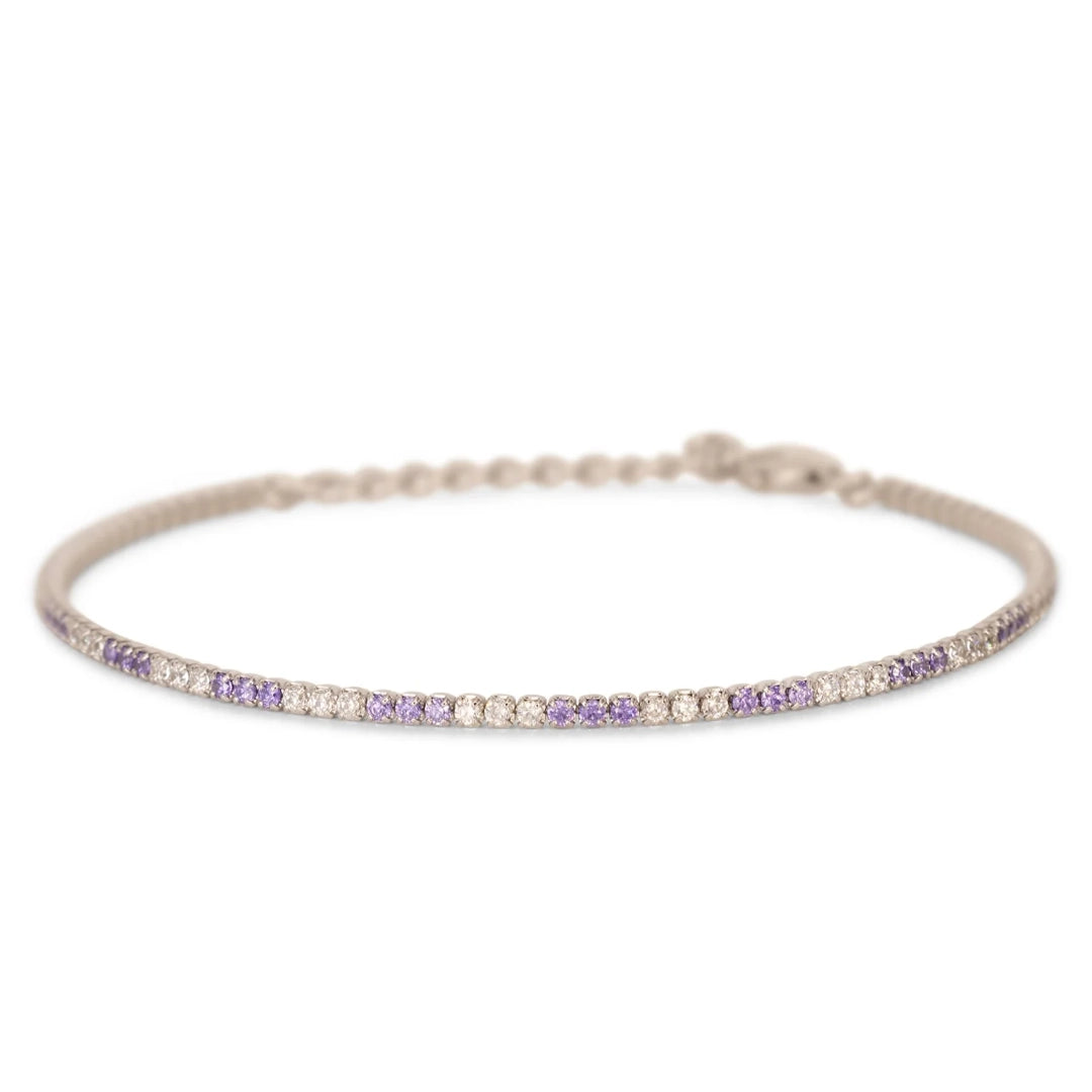 Bracciale Dilvdò Tennis 1.5mm Argento Zirconi Lavanda & Bianco