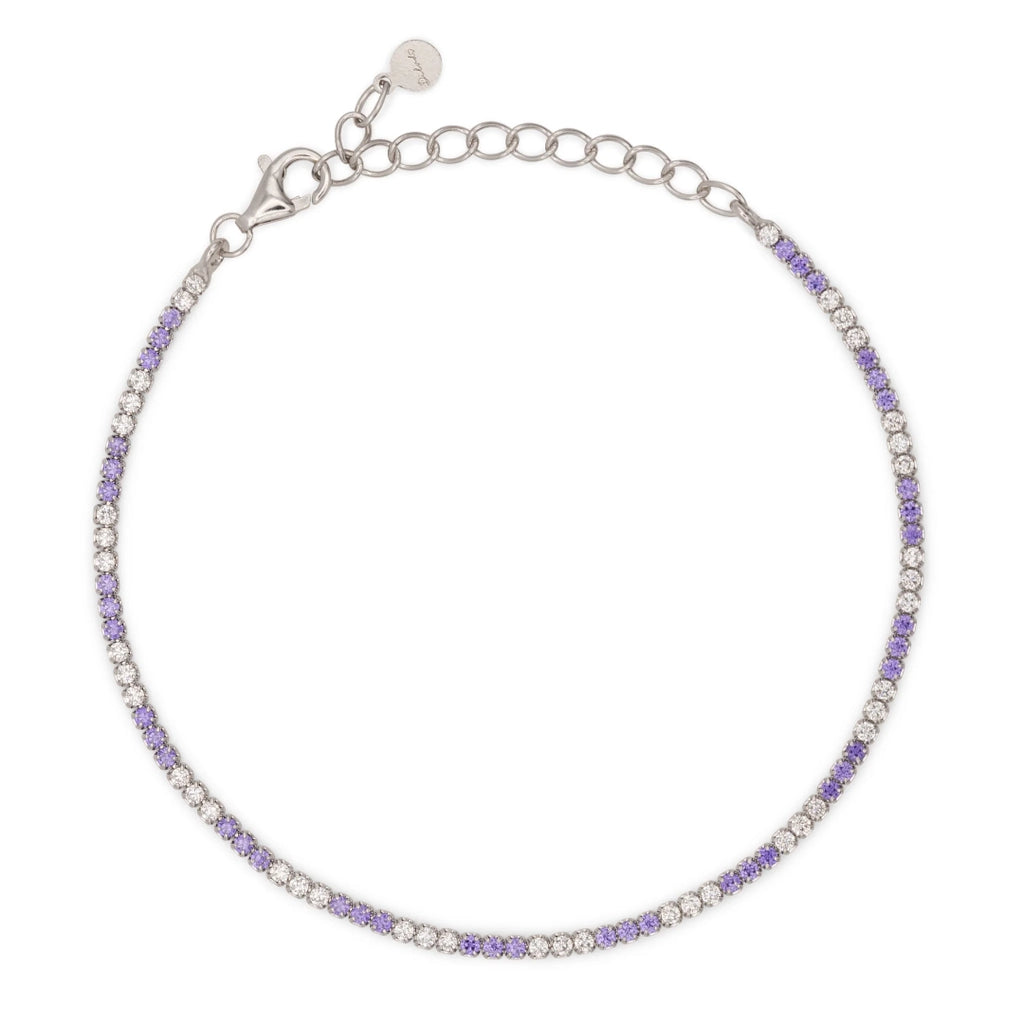 Bracciale Dilvdò Tennis 1.5mm Argento Zirconi Lavanda & Bianco
