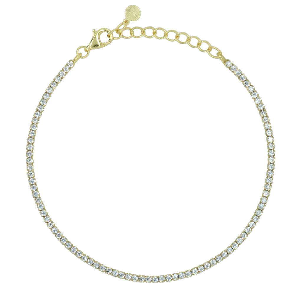 Bracciale Dilvdò Tennis 1.5mm Dorato Zirconi Bianchi