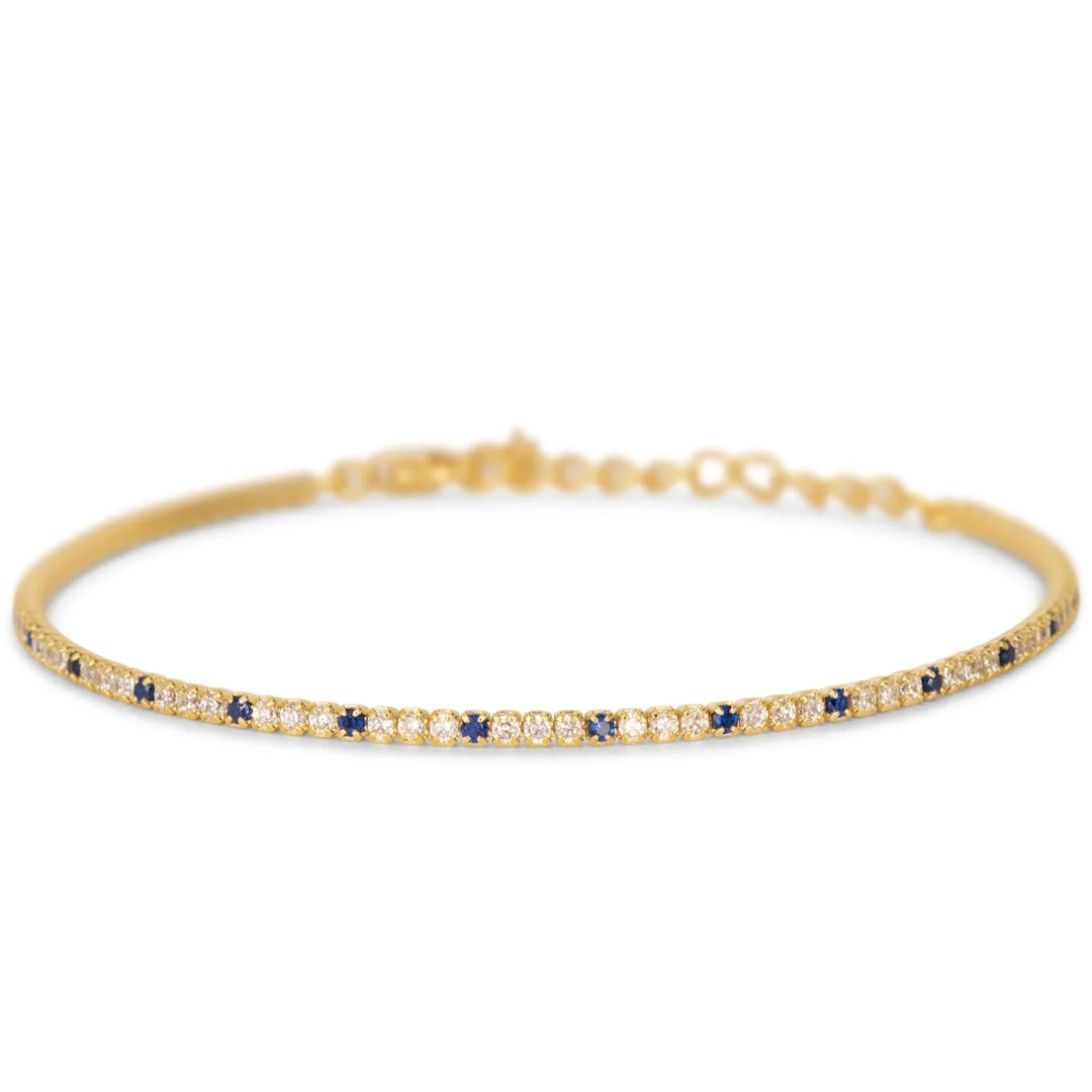 Bracciale Dilvdò Tennis 1.5mm Dorato Zirconi Bianco & Blu
