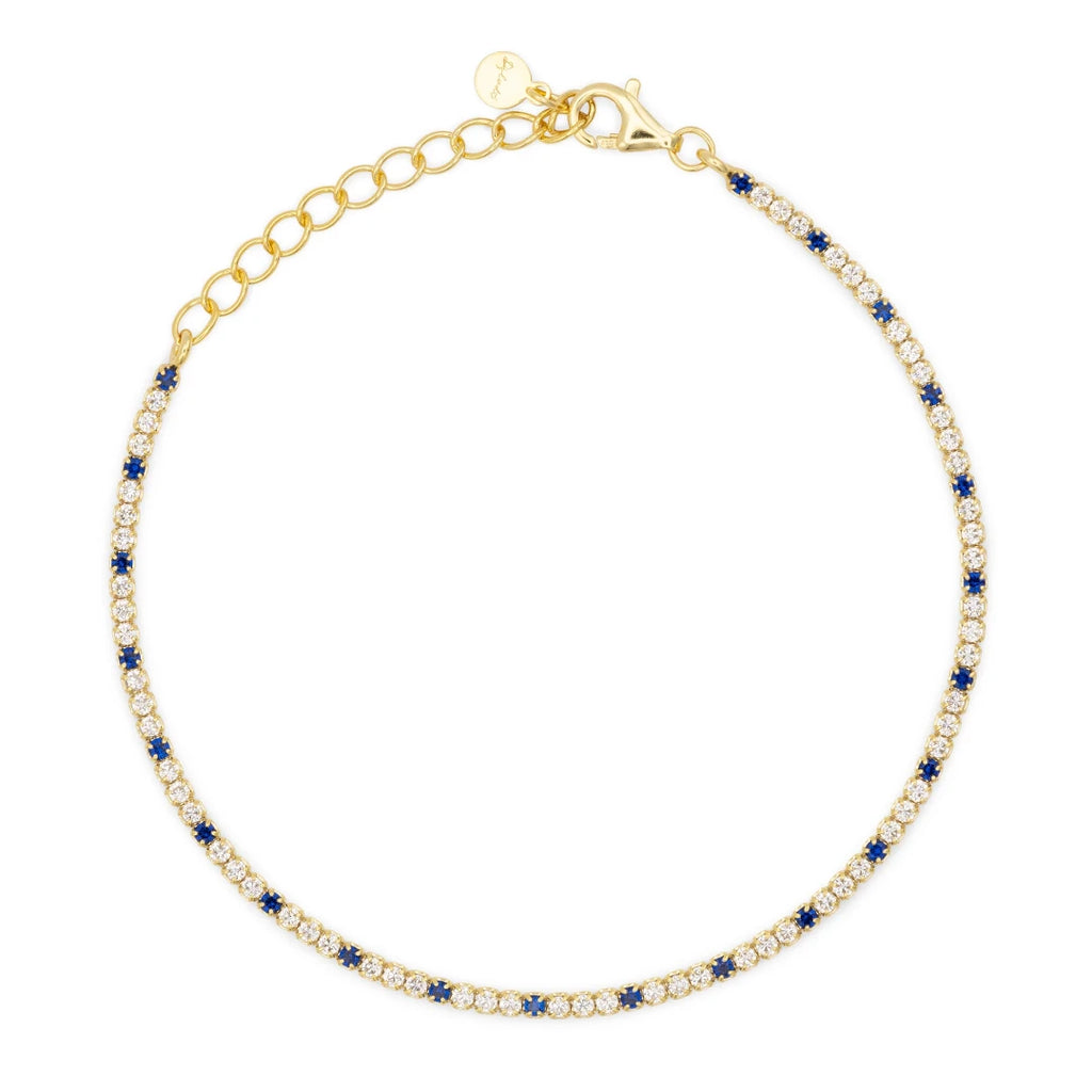 Bracciale Dilvdò Tennis 1.5mm Dorato Zirconi Bianco & Blu