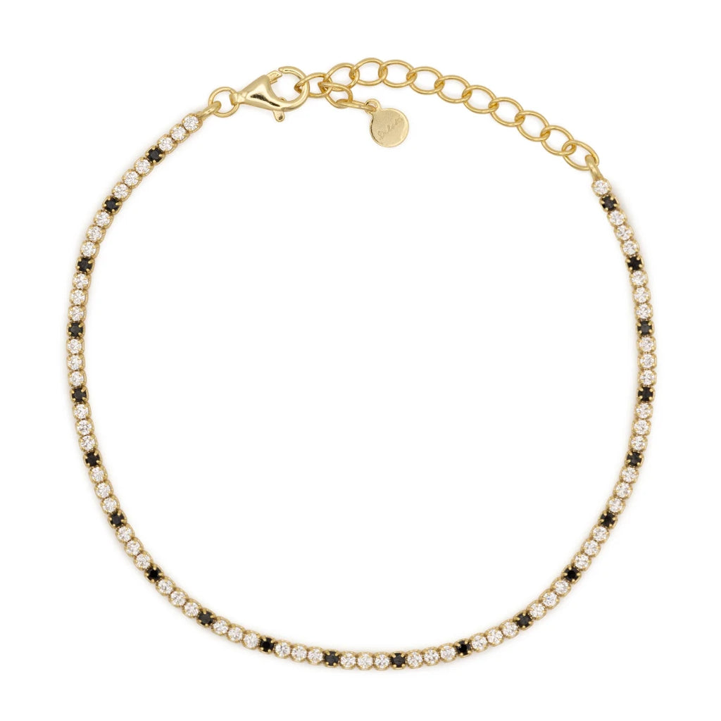 Bracciale Dilvdò Tennis 1.5mm Dorato Zirconi Bianco & Nero