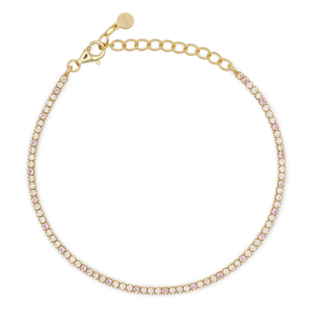 Bracciale Dilvdò Tennis 1.5mm Dorato Zirconi Bianco & Rosa
