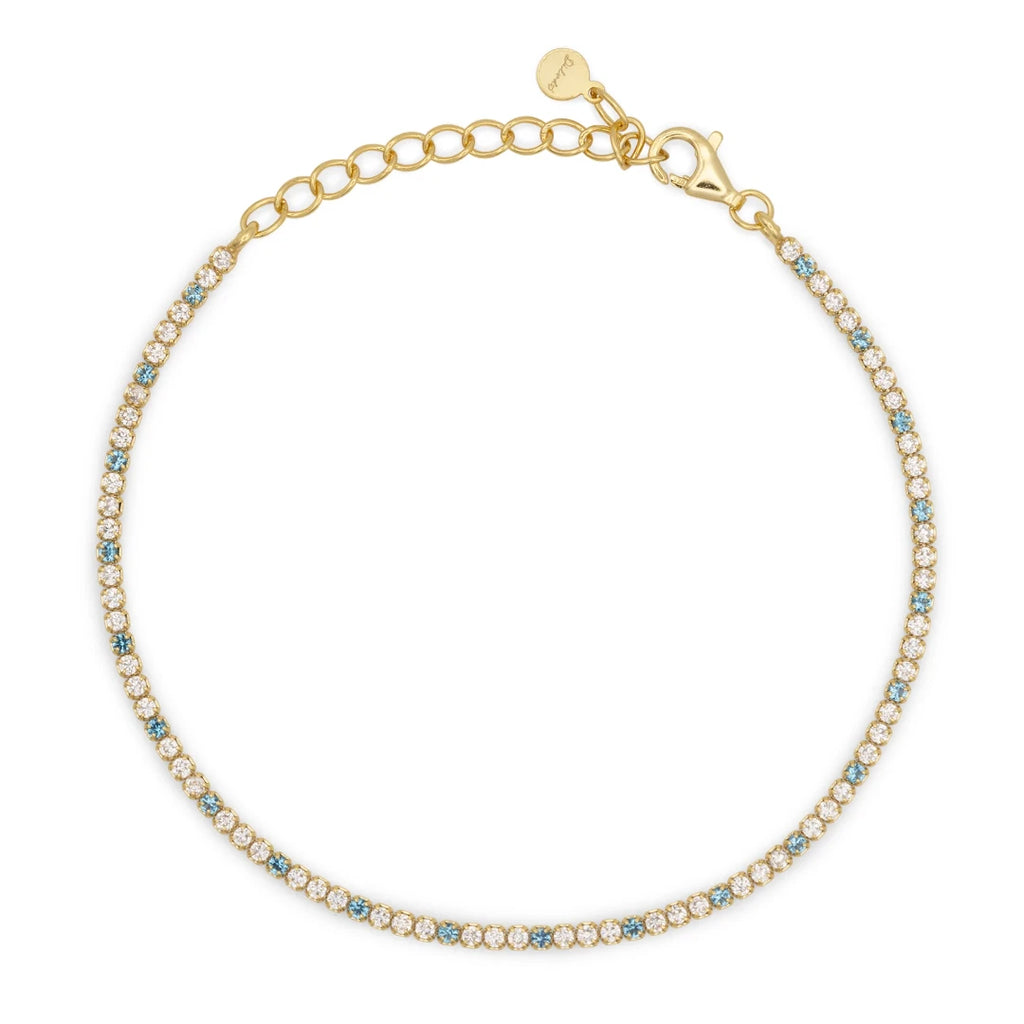 Bracciale Dilvdò Tennis 1.5mm Dorato Zirconi Bianco & Turchese
