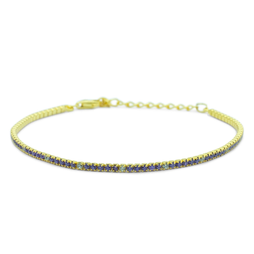 Bracciale Dilvdò Tennis 1.5mm Dorato Zirconi Lavanda & Bianco