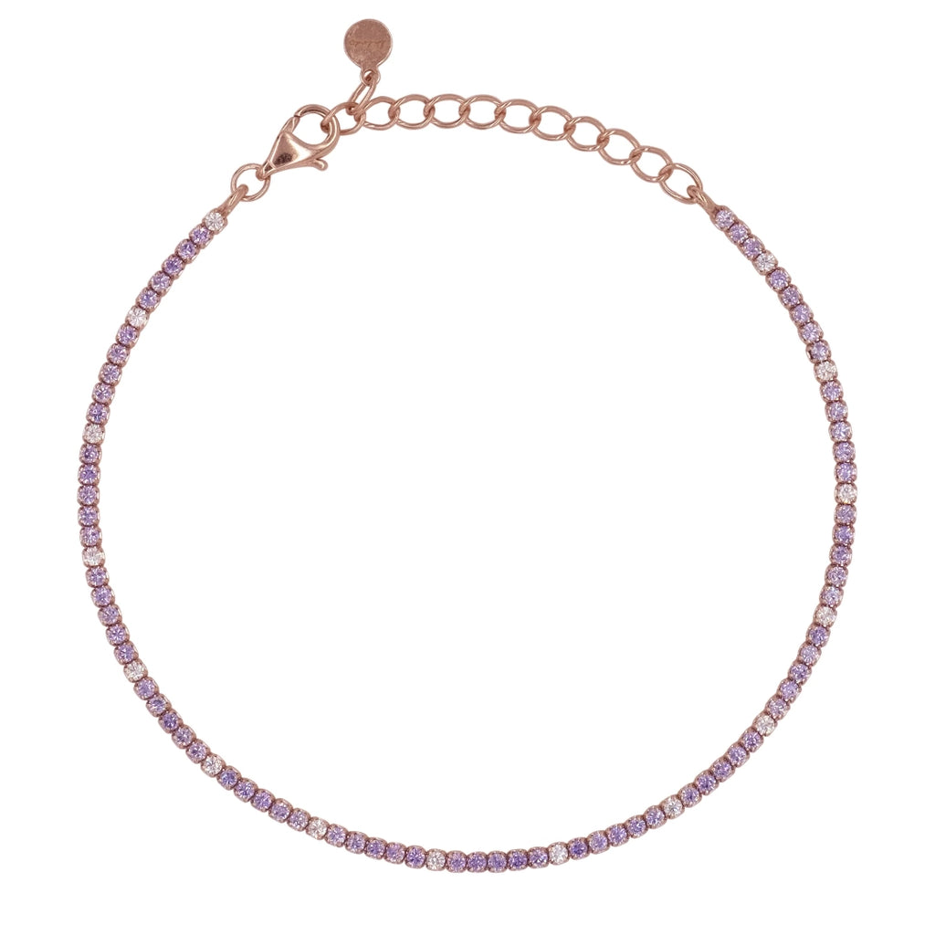Bracciale Dilvdò Tennis 1.5mm Rosè Zirconi Lavanda & Bianco