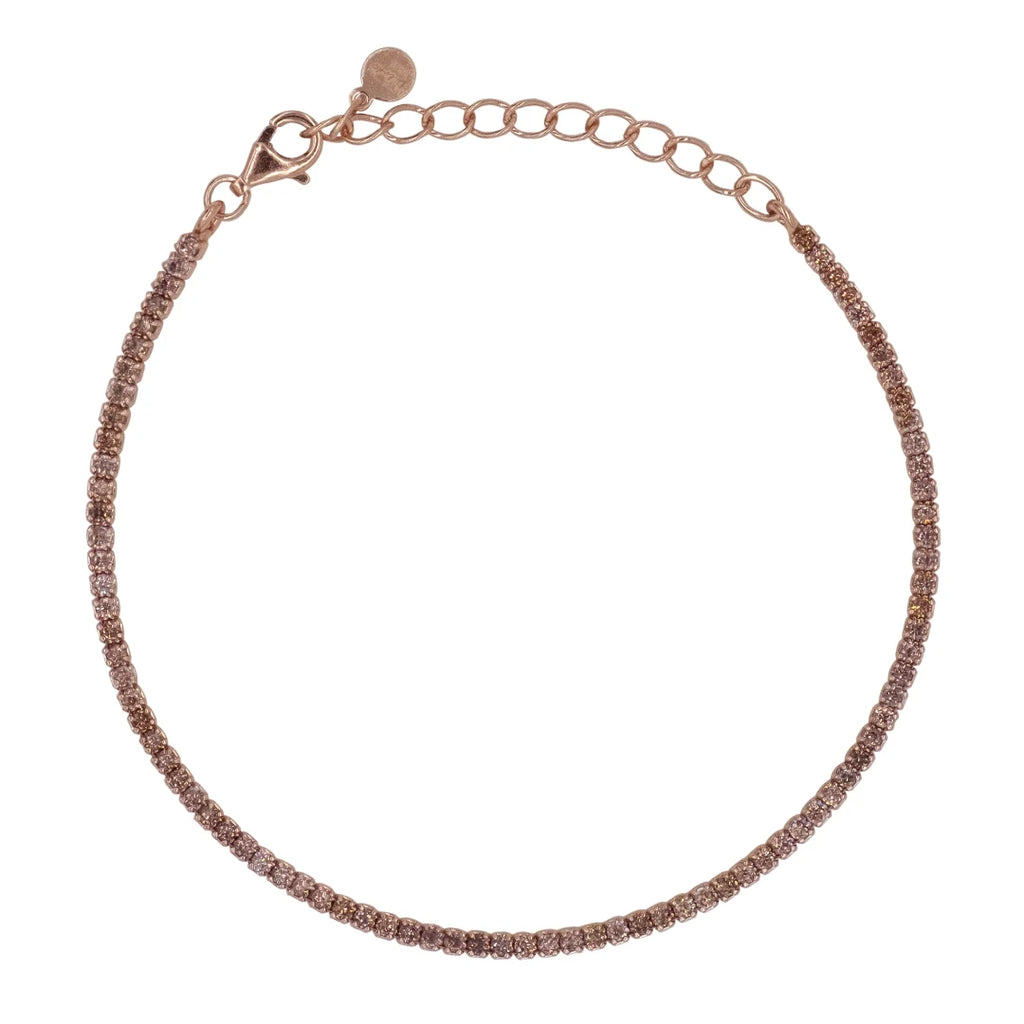 Bracciale Dilvdò Tennis 1.5mm Rosè Zirconi Marrone