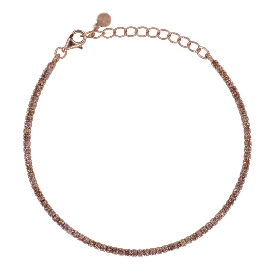 Bracciale Dilvdò Tennis 1.5mm Rosè Zirconi Marrone