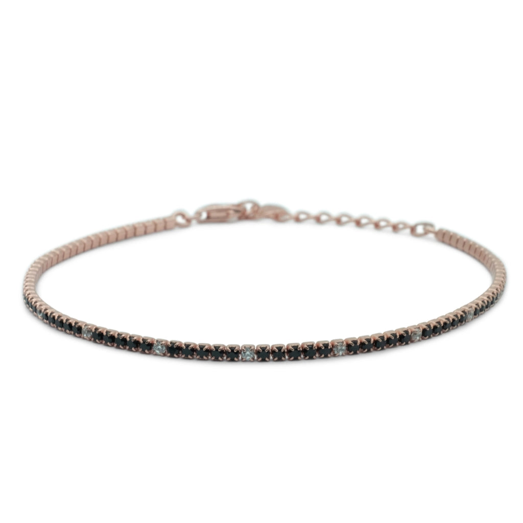 Bracciale Dilvdò Tennis 1.5mm Rosè Zirconi Nero & Bianco
