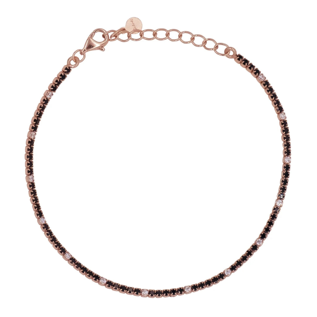 Bracciale Dilvdò Tennis 1.5mm Rosè Zirconi Nero & Bianco