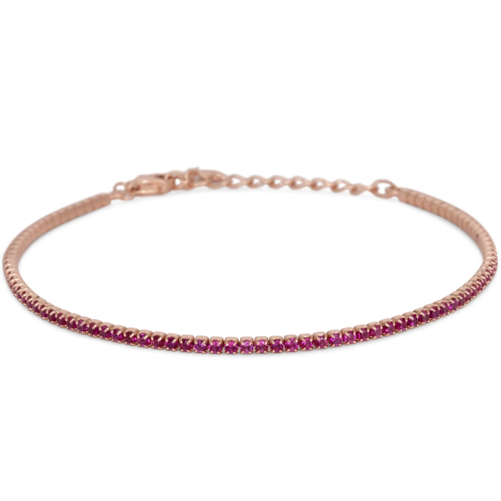 Bracciale Dilvdò Tennis 1.5mm Rosè Zirconi Rubino