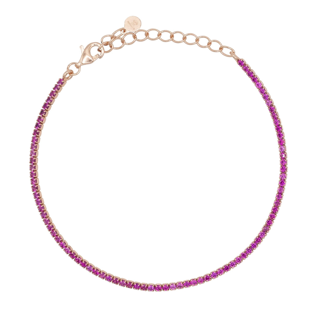 Bracciale Dilvdò Tennis 1.5mm Rosè Zirconi Rubino