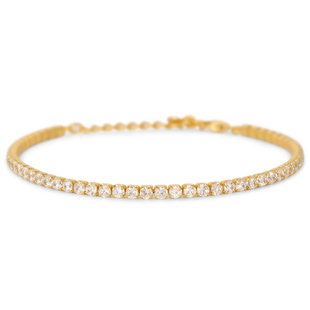 Bracciale Dilvdò Tennis 2.5mm Dorato Zirconi Bianchi