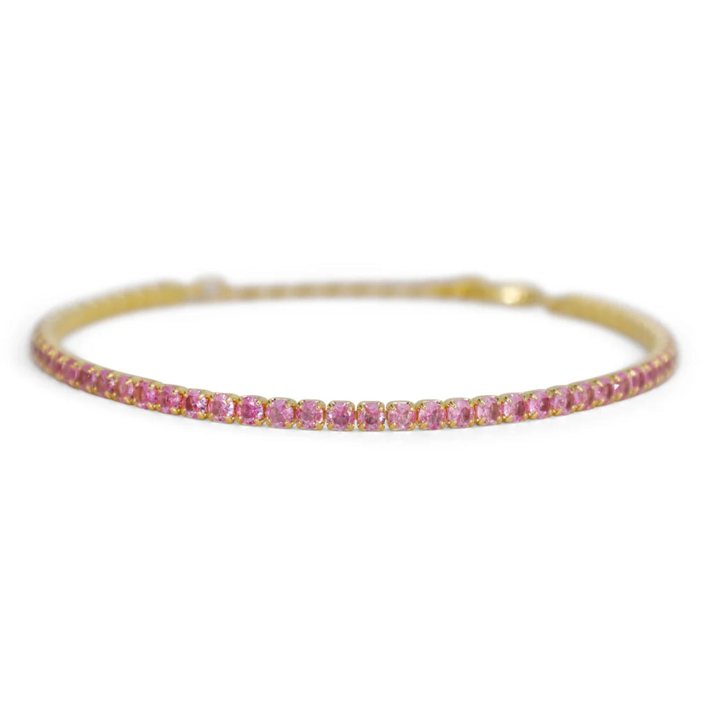 Bracciale Dilvdò Tennis 2.5mm Dorato Zirconi Fucsia