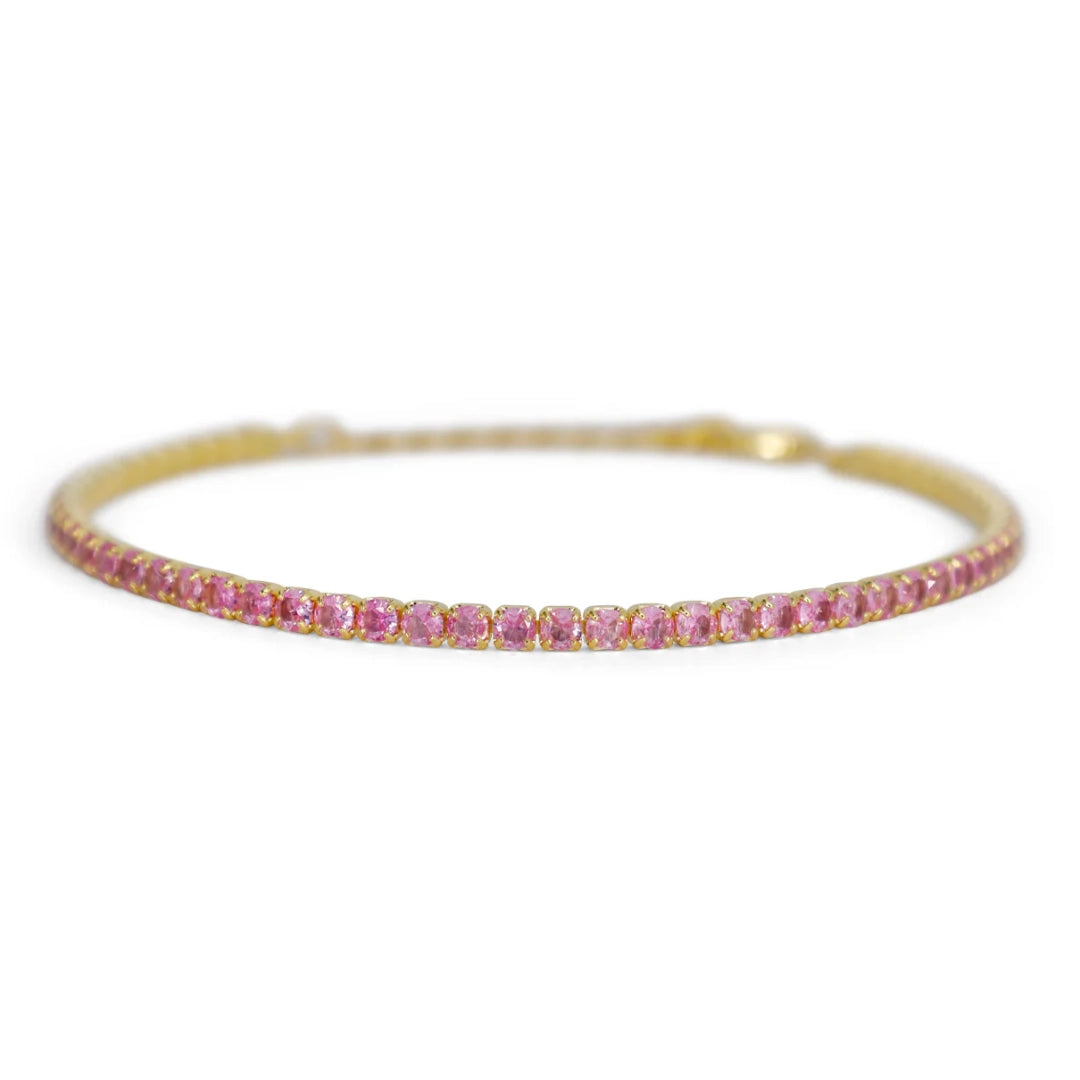 Bracciale Dilvdò Tennis 2.5mm Dorato Zirconi Fucsia