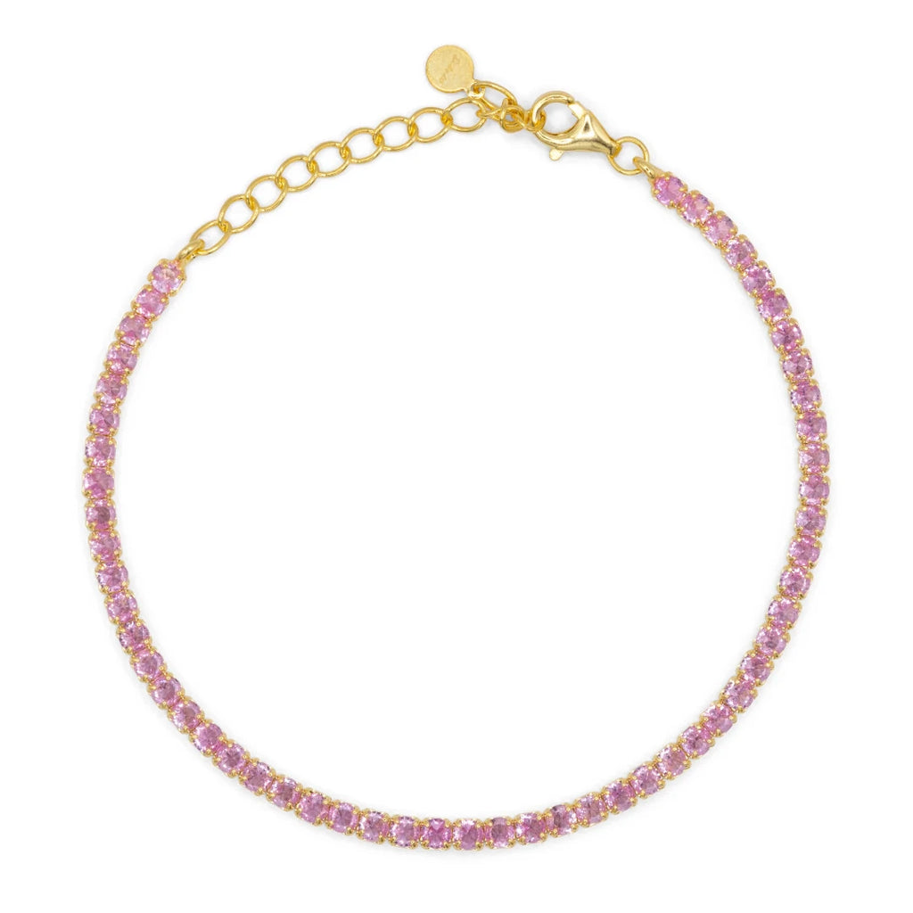 Bracciale Dilvdò Tennis 2.5mm Dorato Zirconi Fucsia