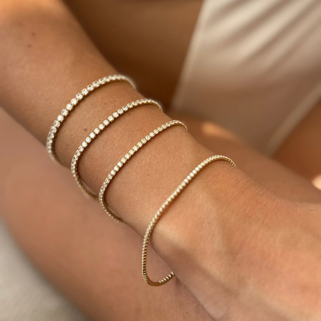 Bracciale Dilvdò Tennis 2.5mm Dorato Zirconi Lavanda