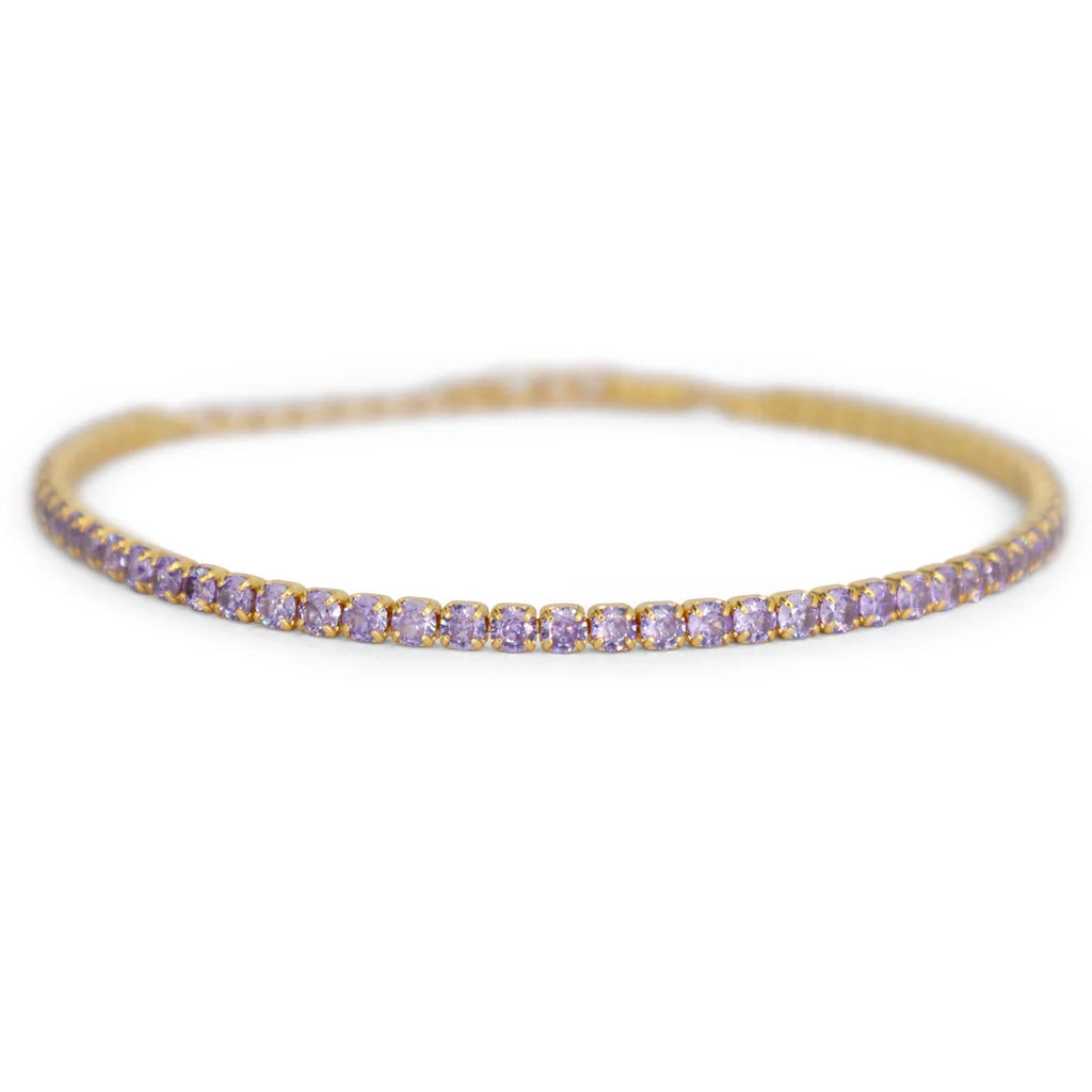 Bracciale Dilvdò Tennis 2.5mm Dorato Zirconi Lavanda