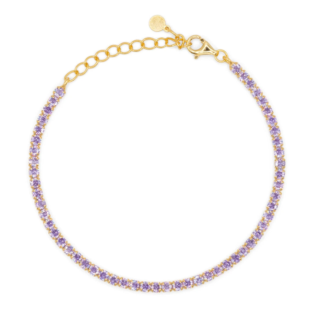 Bracciale Dilvdò Tennis 2.5mm Dorato Zirconi Lavanda