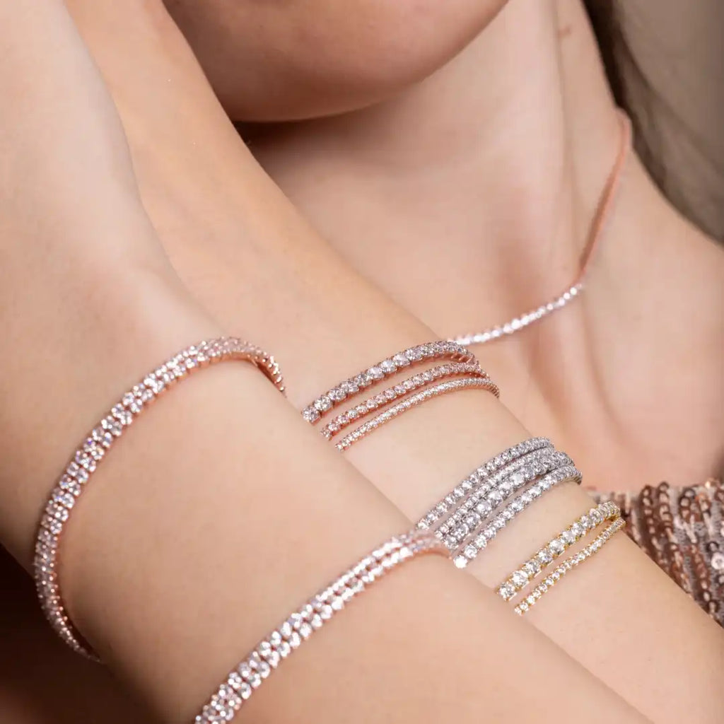 Bracciale Dilvdò Tennis 3mm Dorato Zirconi Bianchi