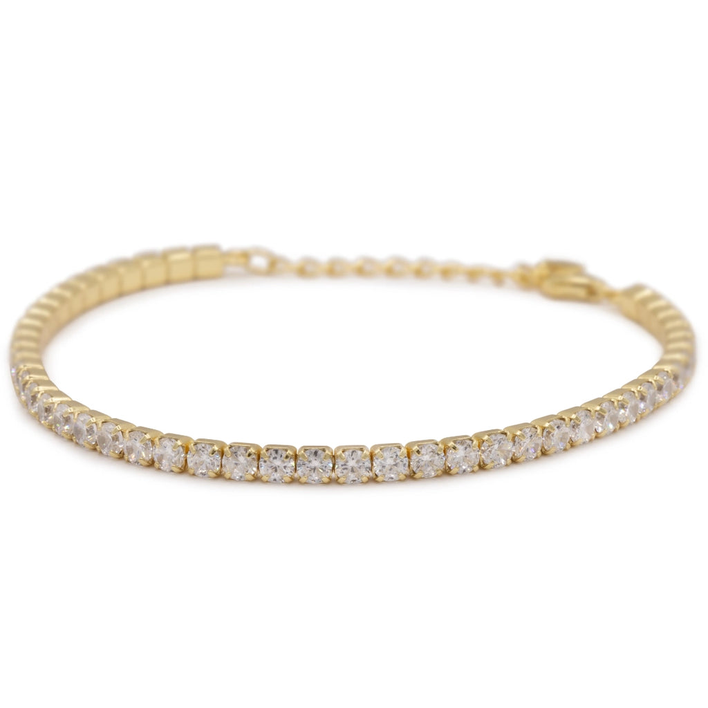 Bracciale Dilvdò Tennis 3mm Dorato Zirconi Bianchi