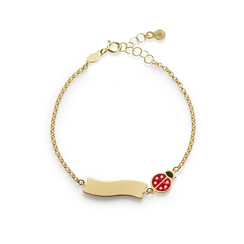 Bracciale Fortuna Coccinella Targhetta Oro Giallo LeBebé PMG026/B