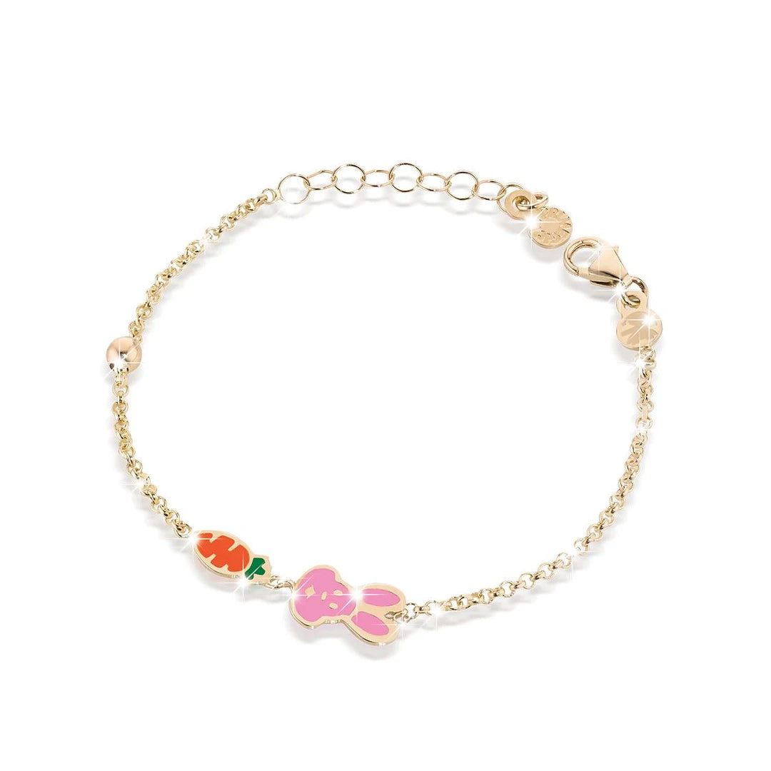 Bracciale Fortuna Coniglietto e Carota Oro Giallo LeBebé PMG030