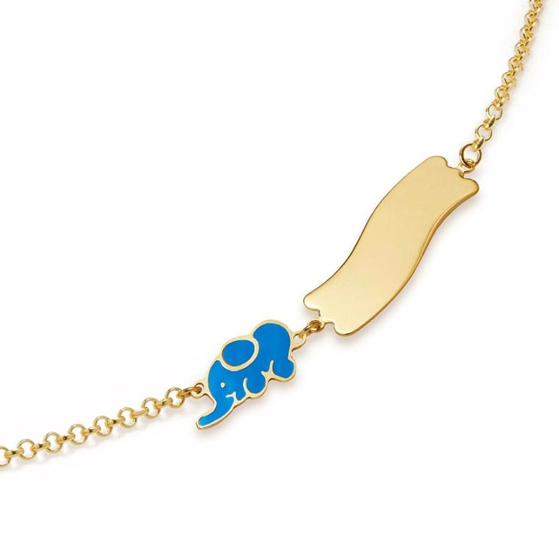 Bracciale Fortuna Elefantino Targhetta Oro Giallo LeBebé PMG034/B