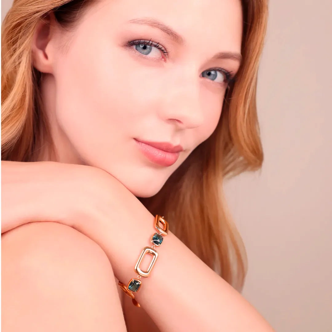 Bracciale Gioiello Bronzallure Maglia Rettangolare Prisma Gem Baguette Turchese WSBZ02361.LBT