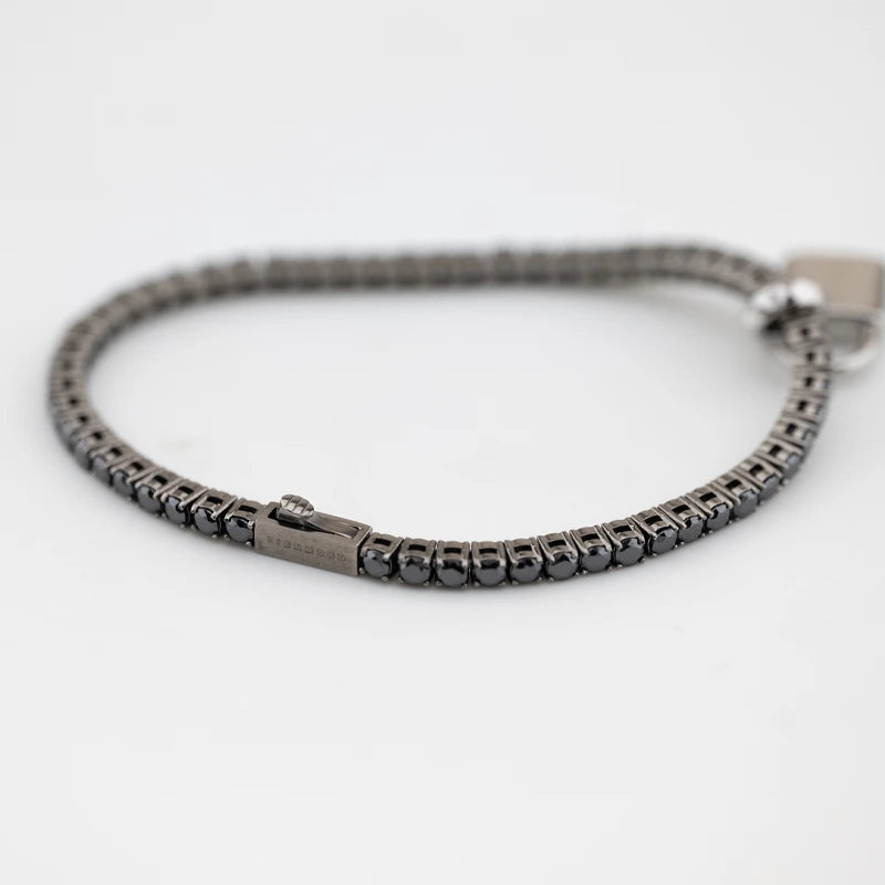 Bracciale John Richmond Tennis Titanio Diamanti Lab Neri e Bianchi Lucchetto JRTM08BB